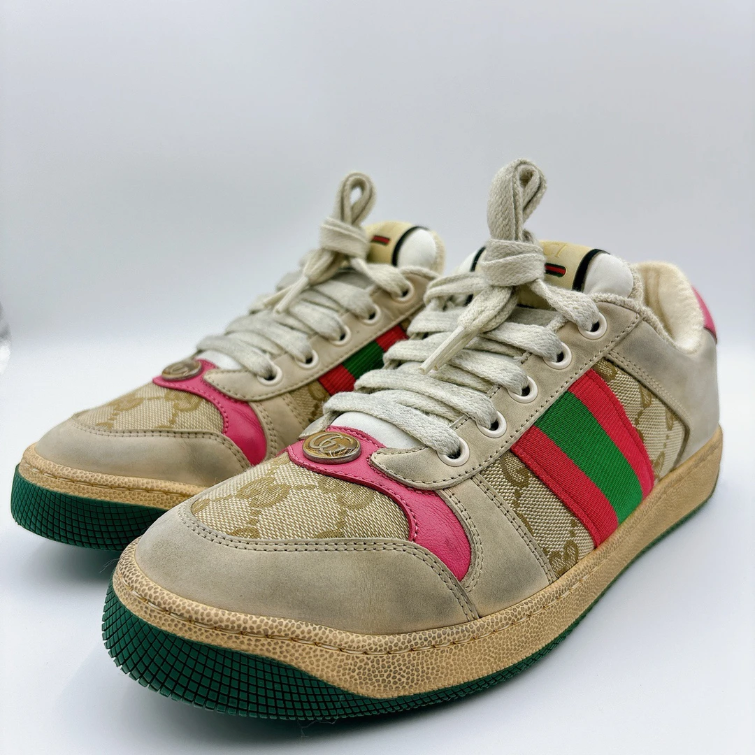 95新/古驰/Gucci37码/经典做旧款粉红尾小脏鞋/BM00662