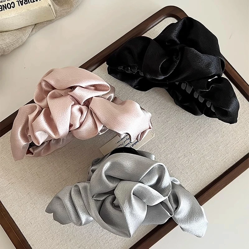 国潮时尚小抓夹气质闪光褶皱网红发夹女头饰简约发卡韩式温柔发抓