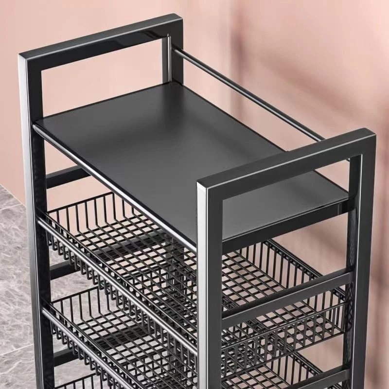 厨房置物架落地多层移动多功能微波炉架推车果蔬收纳架网篮储物架