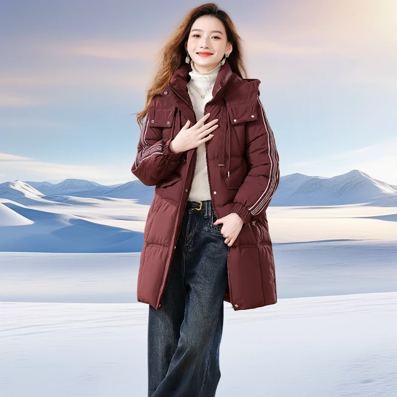 小个子中长款棉服女冬季2024新款时尚连帽百搭棉衣保暖加厚学生潮