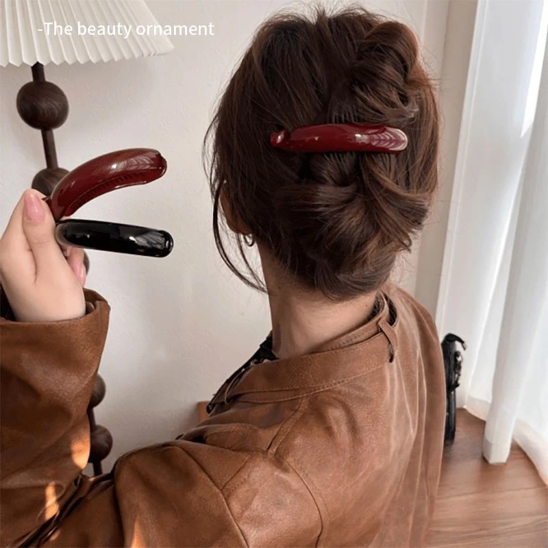 安可拉红秋冬高马尾香蕉夹女生新款发夹后脑勺盘发竖夹扭扭夹发卡