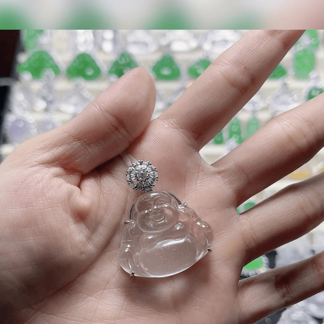 天然玉石佛公，s925银镶嵌