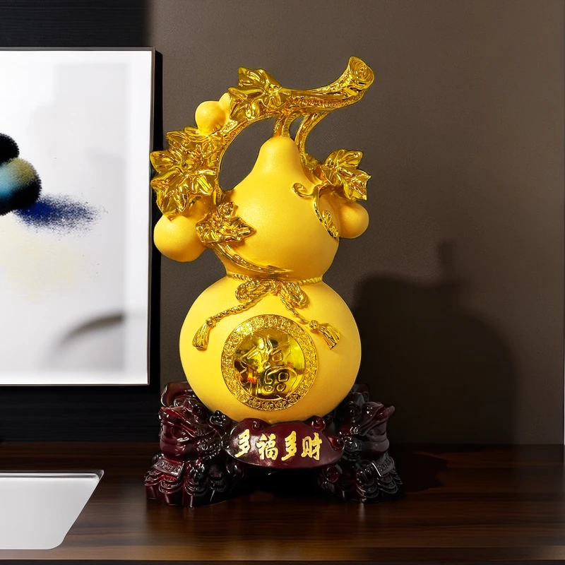 多福家居客厅电视柜酒柜金色葫芦摆件装饰工艺品玄关桌面高档摆设