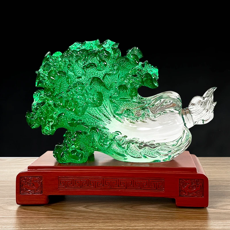 新中式冰晶仿真白菜新房家里客厅玄关酒柜家居摆件装饰品高档大气