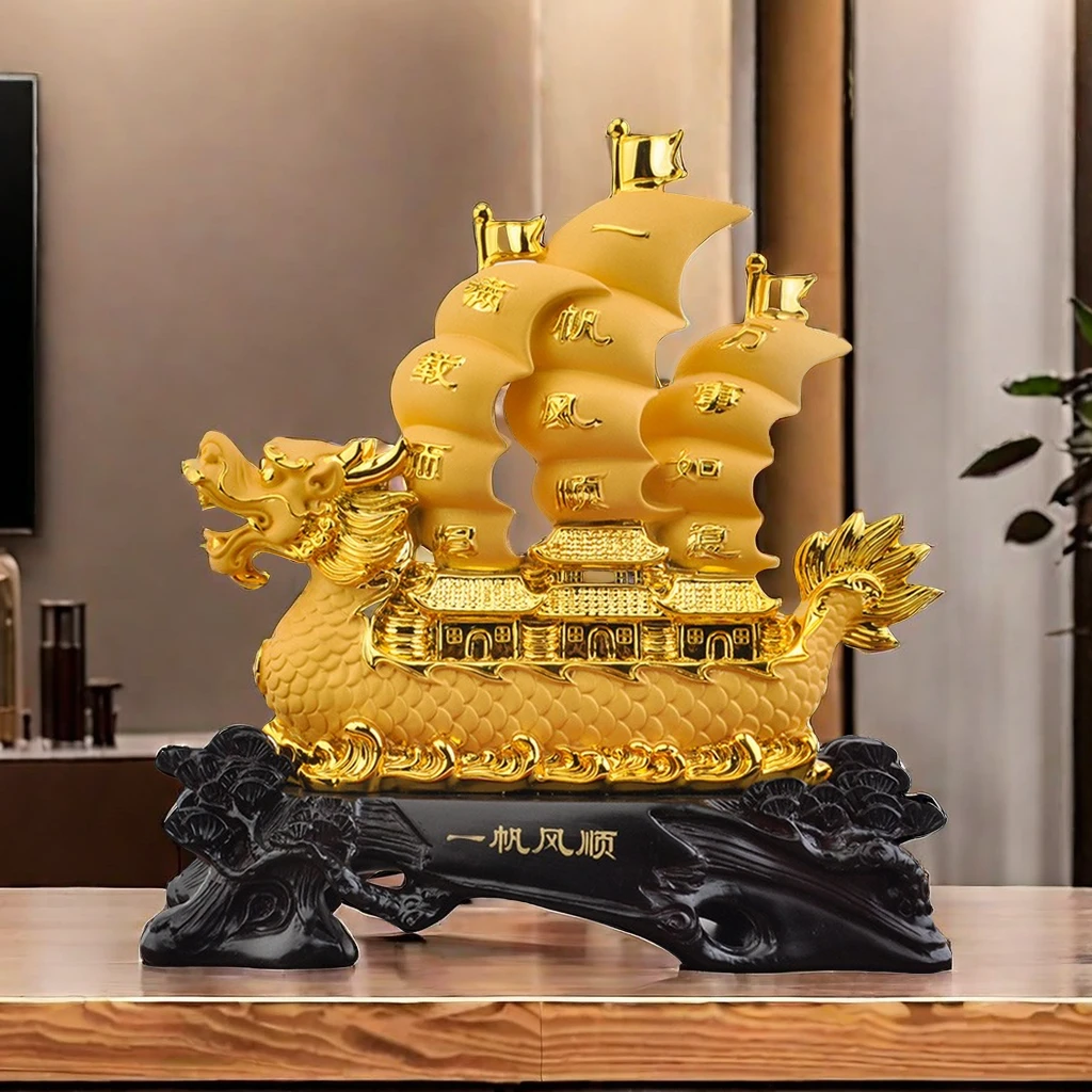 龙船一帆风顺帆船新中式老板办公室客厅装饰品店铺开业摆件工艺品