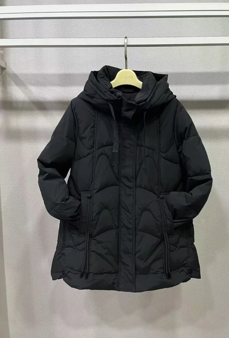 水淼新款9149时尚休闲百搭黑色连帽冬季鸭鸭服