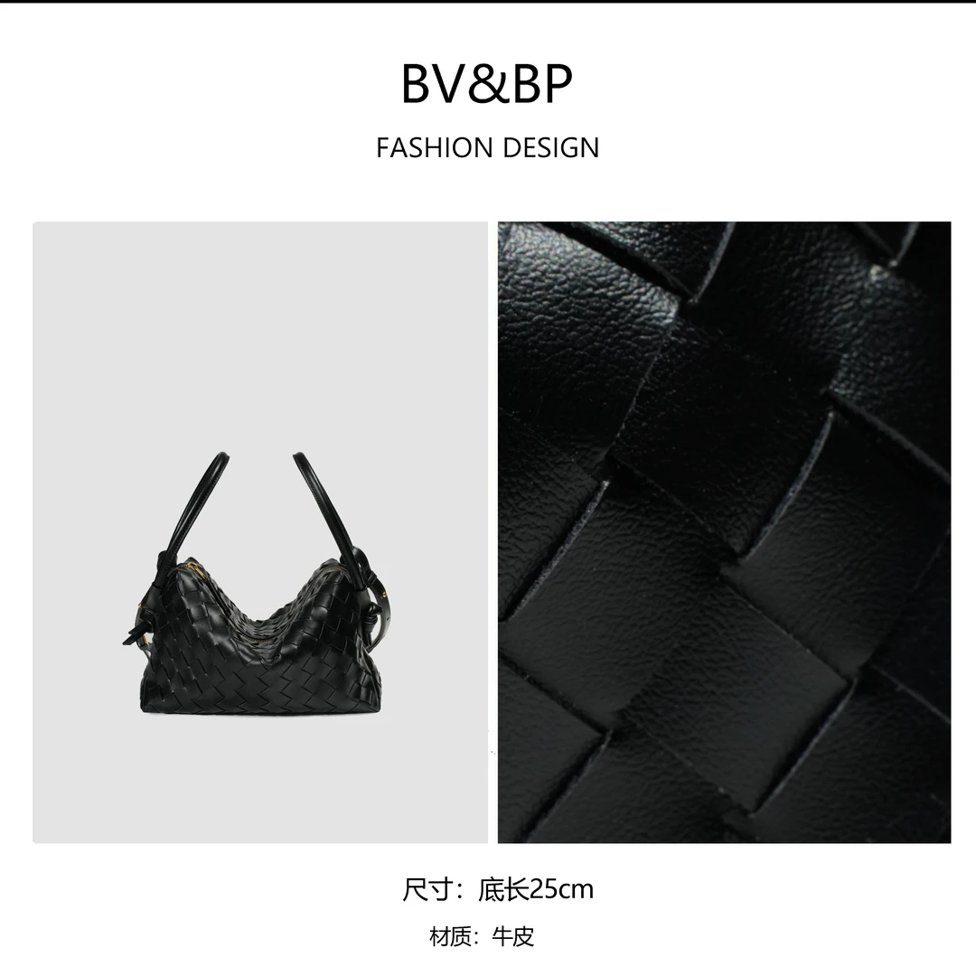 官方正品轻奢休闲时尚黑色编织小众百搭手提包BV2015