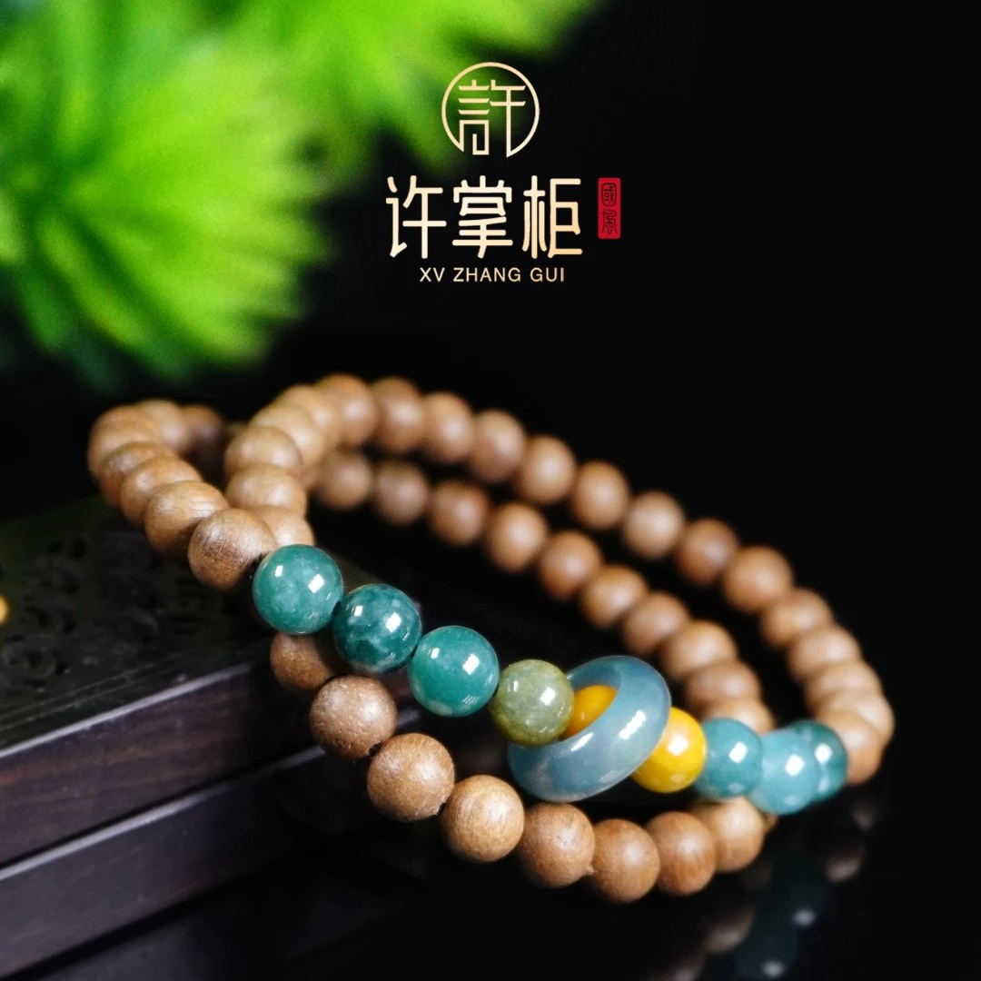 许掌柜｜香环 素圈叠戴圆珠手串多圈手饰天然翡翠A货国潮原创百搭