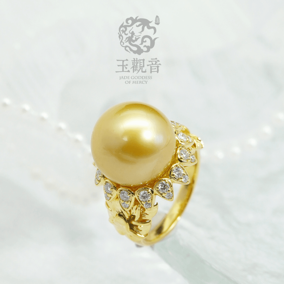 【玉观音】天然海水珍珠戒指手饰18k金镶嵌优雅轻奢气质百搭大气