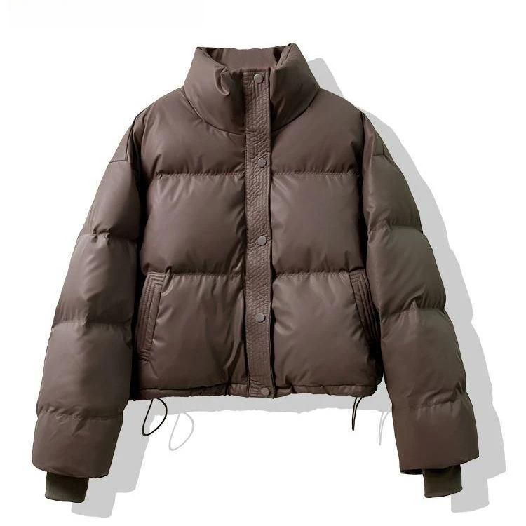 红人上新PU蛋白皮免洗新款冬季加厚保暖外套时尚百搭宽松