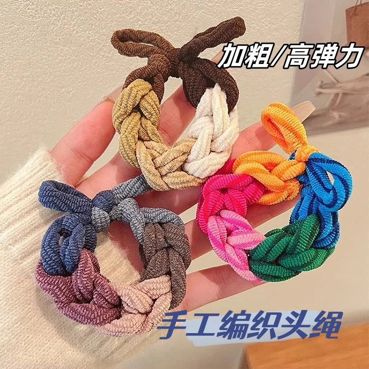 韩版编织手工头绳可爱高弹力耐用发圈气质绑马尾发绳女头饰