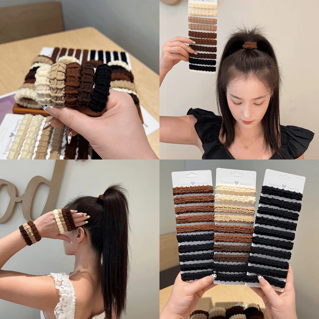 秋冬季奶咖色加粗加厚发圈扎马尾丸子头不伤发无接缝发绳简约头绳