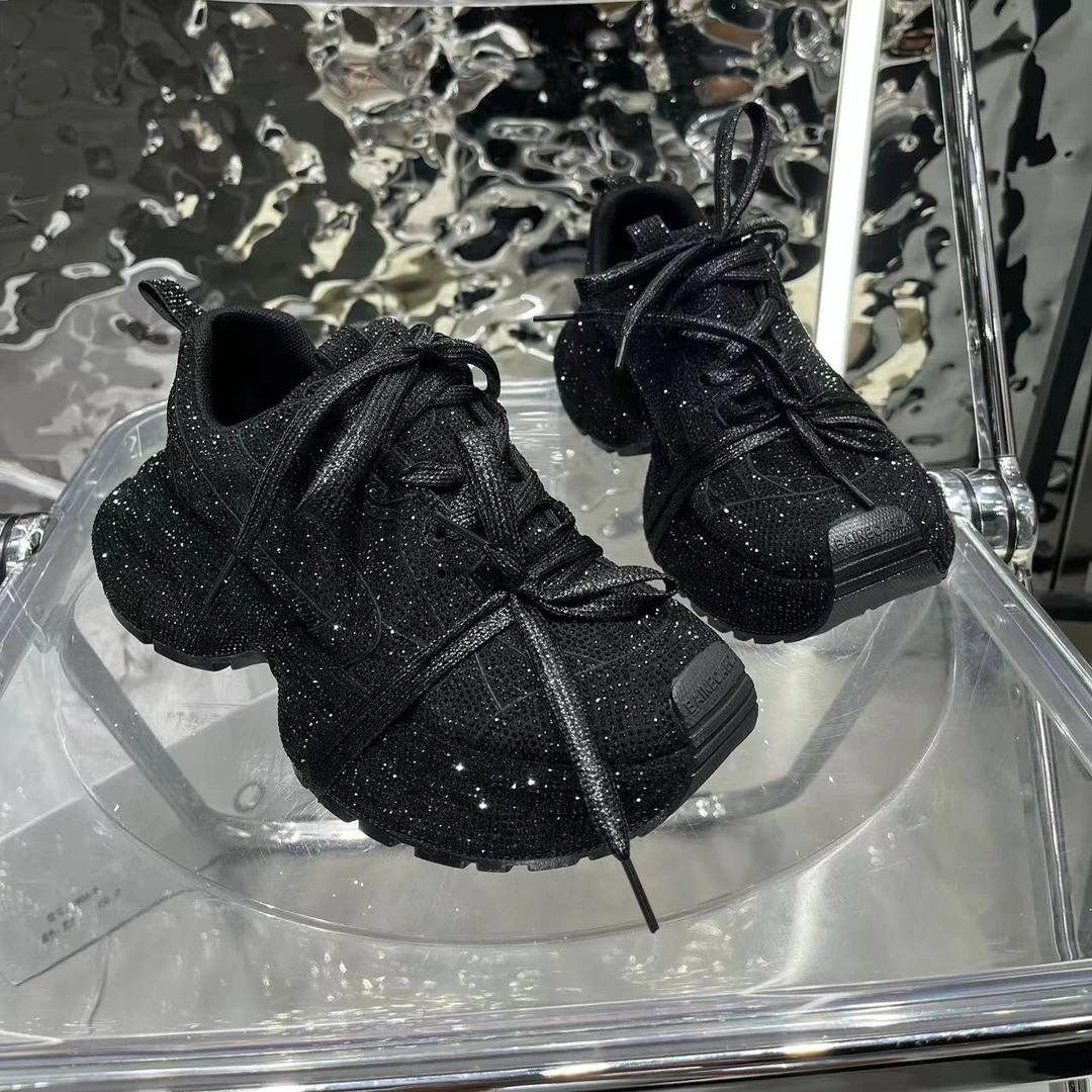 满天星水钻厚底炸街款老爹鞋女2024年春季新款ins潮款洋气休闲鞋