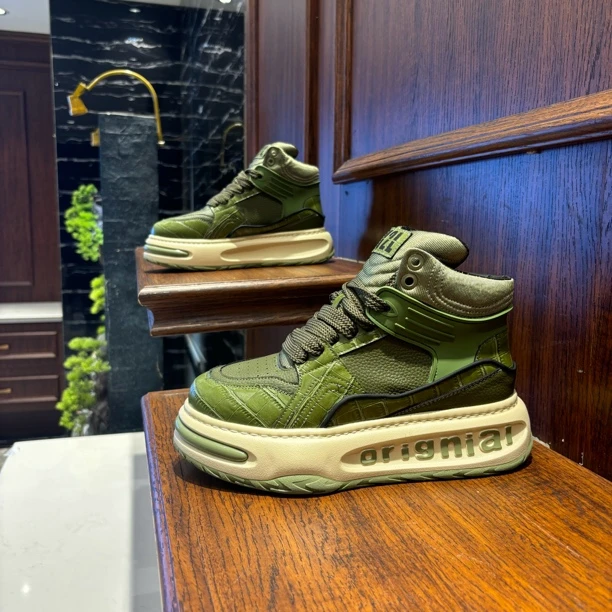 24年秋冬单棉同款男鞋厚底皮面老爹鞋轻质透气休闲鞋（偏大一码