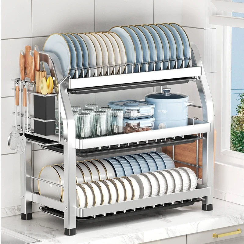 厨房置物架碗碟碗盘收纳架沥水架家用多功能碗筷收纳盒放碗架碗柜