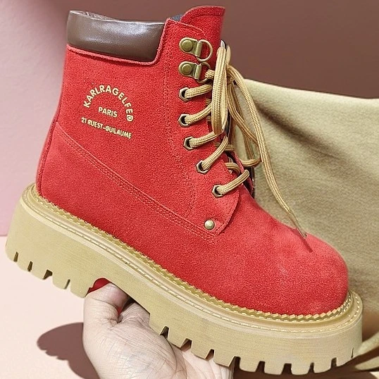 真皮时尚网红马丁靴厚底秋冬大黄靴系带高帮潮流百搭英伦风加绒