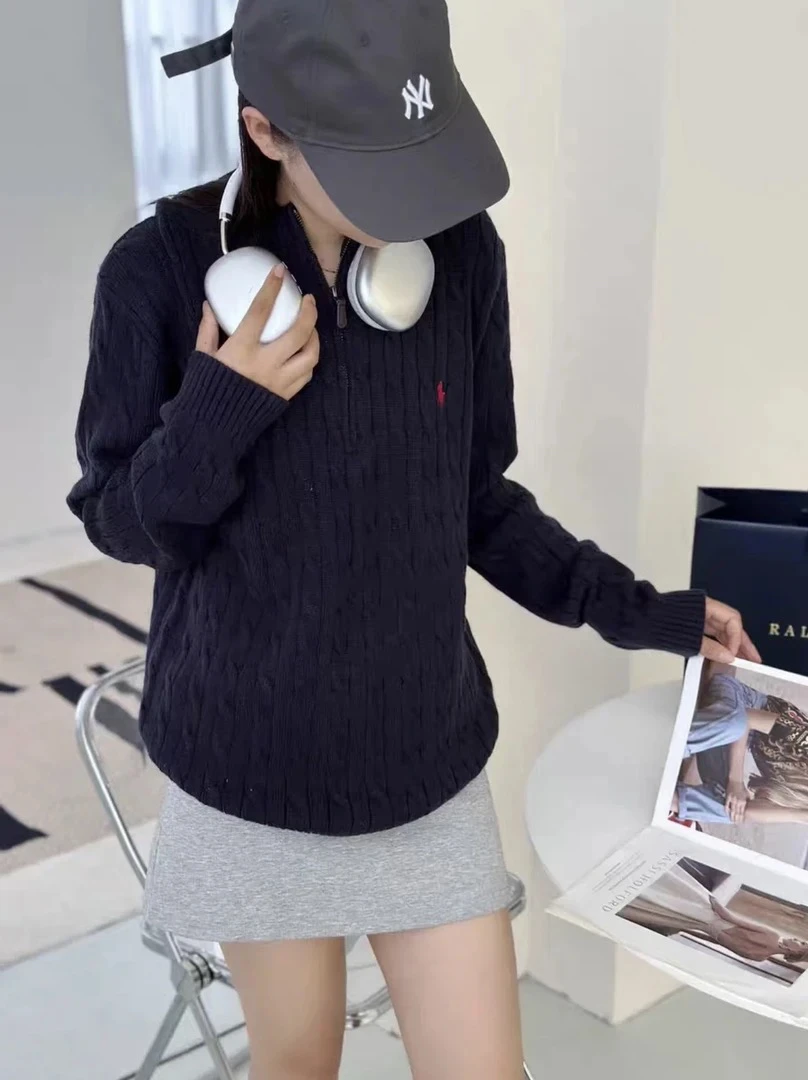 秋冬高端《半拉链》毛衣针织衫宽松轻奢半高领男女同款网红
