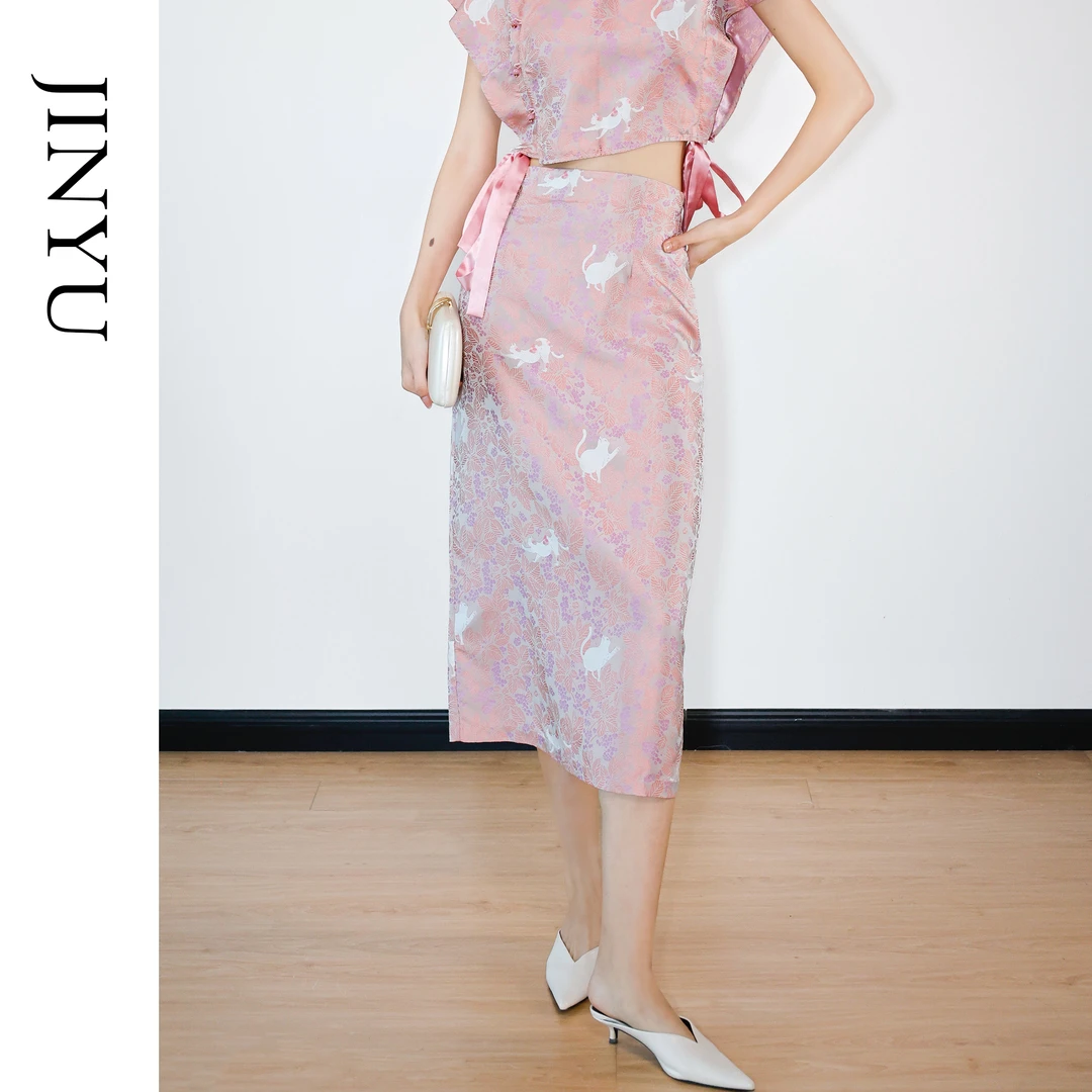 矝羽轩【钱小萍正品】猫的日记非遗大师宋锦温婉优雅女装半身裙