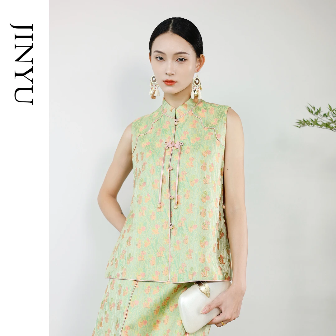 矝羽轩【钱小萍正品】春日印记郁金香纹锦非遗宋锦新中式时尚流马甲