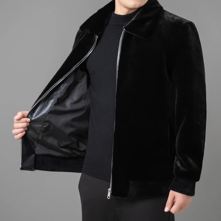 高端男士大衣保暖加厚冬季翻领百搭外套拉链休闲毛呢轻奢保暖上衣