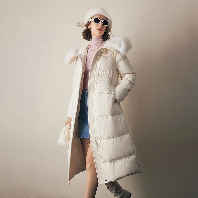 【法曼萱官方】狐狸毛领白鸭绒小个子羽绒服冬季新款高级感气质外套