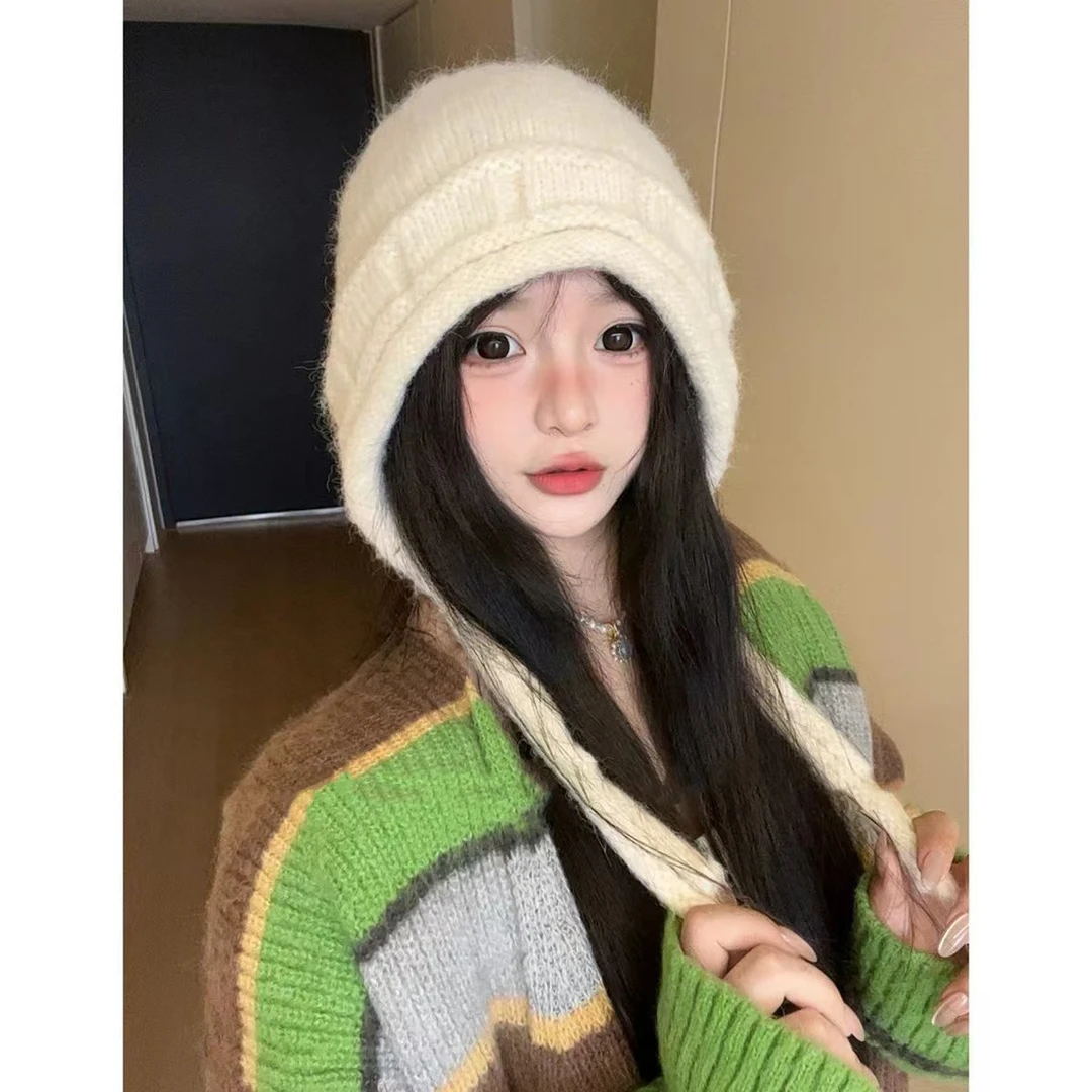 针织毛线帽女秋冬季韩系显脸小套头护耳帽防寒保暖雷锋帽子潮