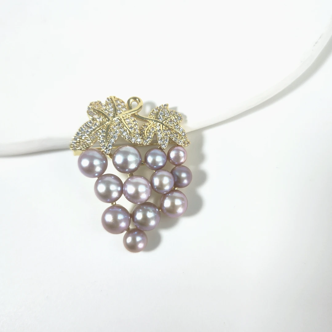 Gloire/古名【葡萄汽水】天然珍珠紫葡萄淡水时尚珍珠胸针