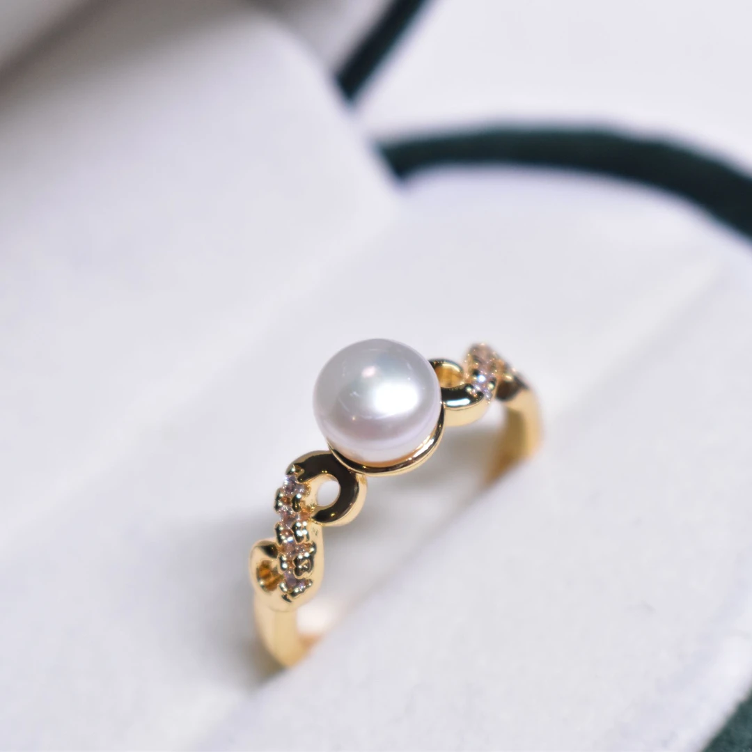 Gloire/古名【媛媛】无核淡水无核珍珠简约款戒指 -Z1461