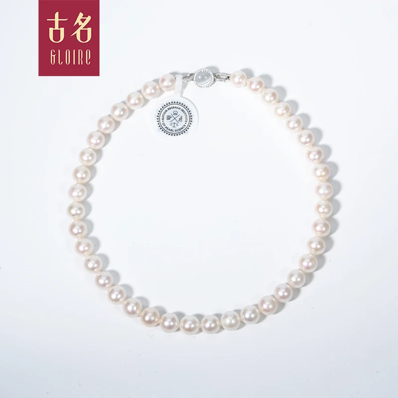 Gloire/古名【玫瑰】S925银无核淡水项链10-11mm带香港大证-Z1474
