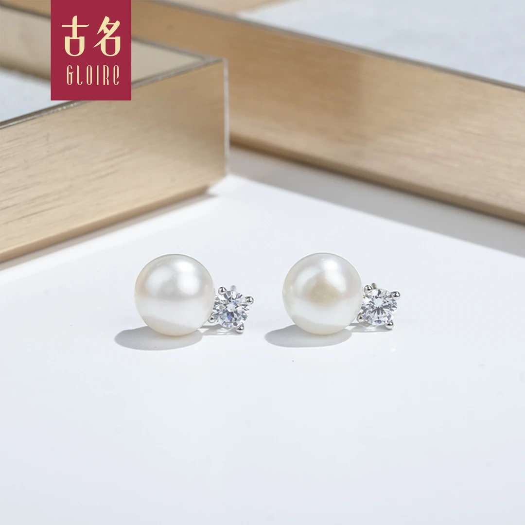 Gloire/古名【Luna专属】S925银 戴妃款淡水珍珠耳钉9-10mm-BRZ0066