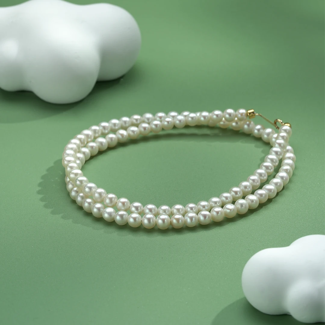 Gloire/古名18k金小圆扣天然baby珍珠项链 4-4.5mm Z1349