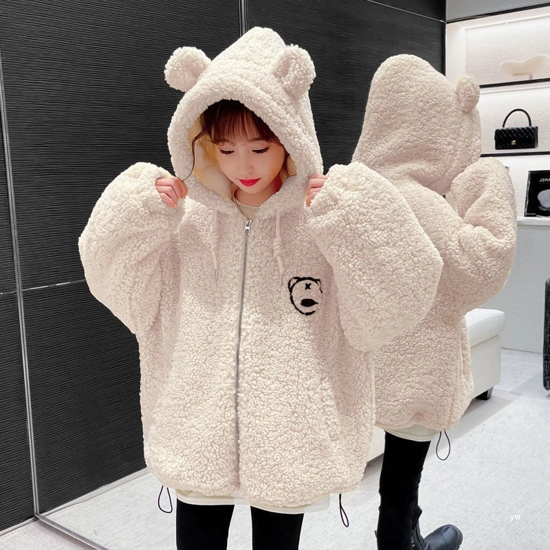 失序混搭2021秋冬新款加绒加厚毛毛衣中大女童韩版中长款儿童棉衣