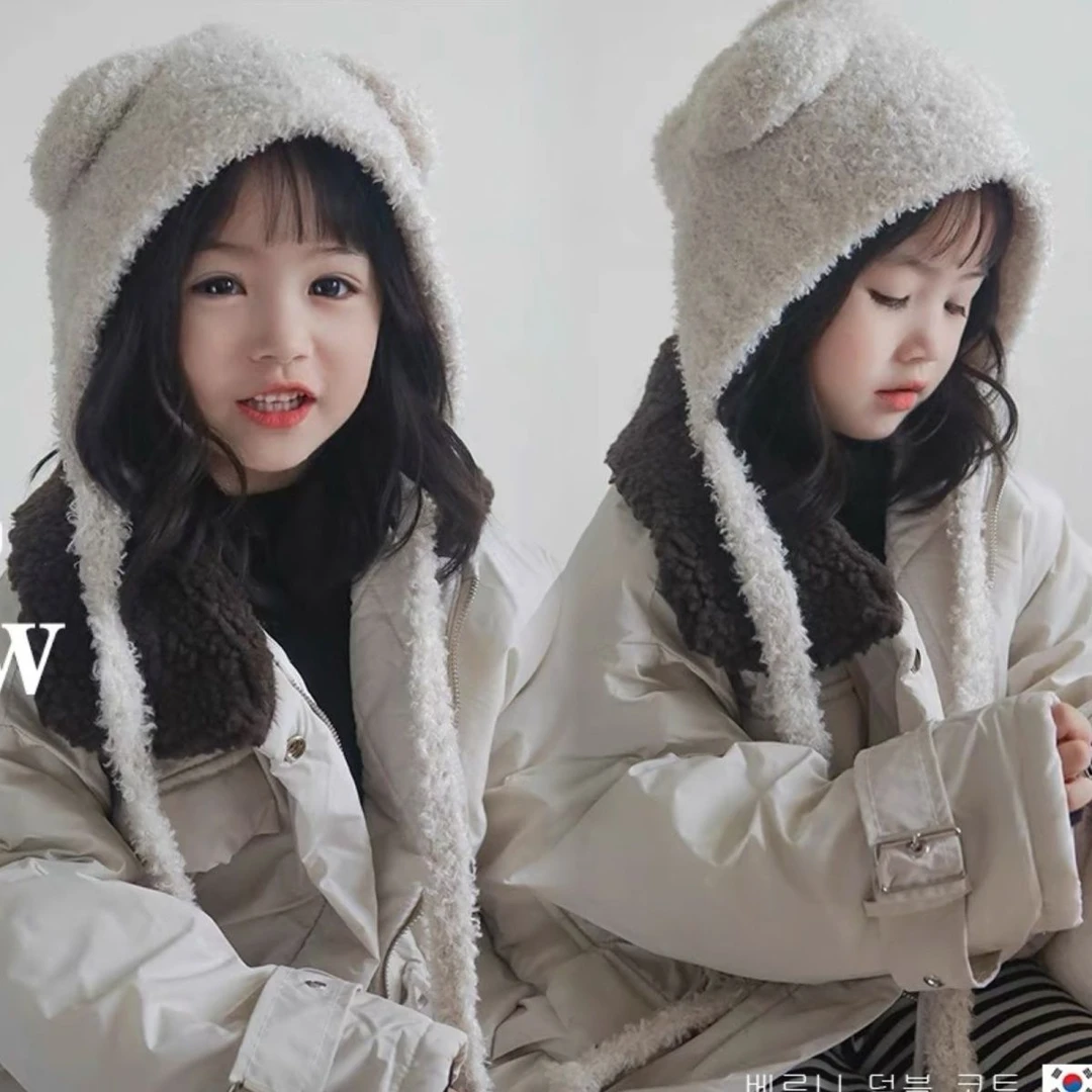 冬季儿童护耳帽韩版泰迪绒男女童保暖雷锋帽加厚可爱网红毛绒系带