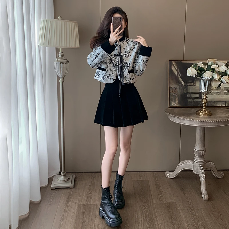 2024年新款小香风套装裙女早春中式国风裙子两件套洋气气质一整套