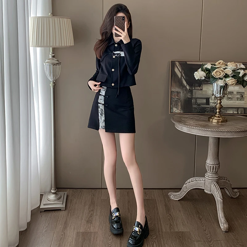 高端中国风时尚套装裙女春装2024新款显瘦气质高级感短裙子两件套