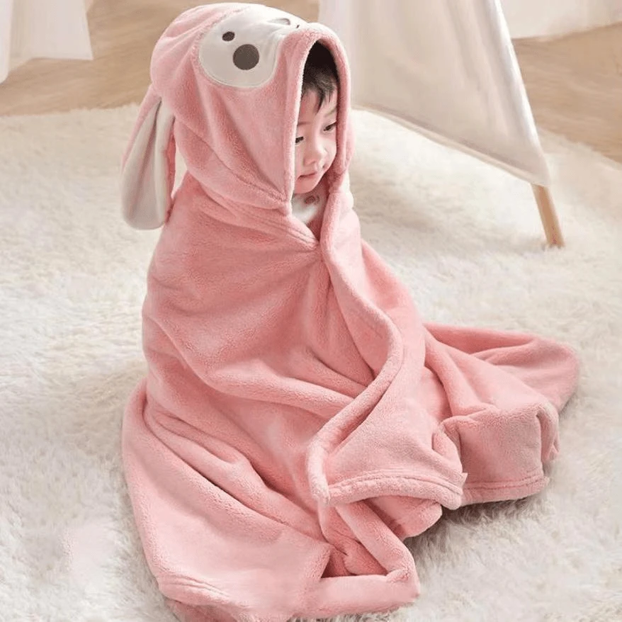 儿童浴巾带帽斗篷浴袍男女童可穿式宝宝速干不掉毛小孩裹巾新生儿