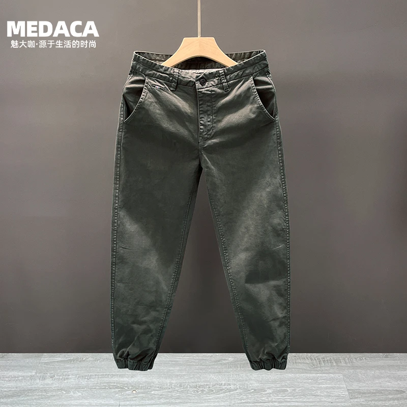 2024春季新款潮流美式休闲裤男款宽松百搭束脚裤子爆款痞帅九分裤