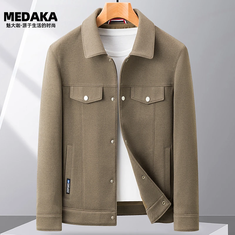 秋季外套男士休闲工装短款翻领呢子男装春秋冬新款潮流毛呢夹克男