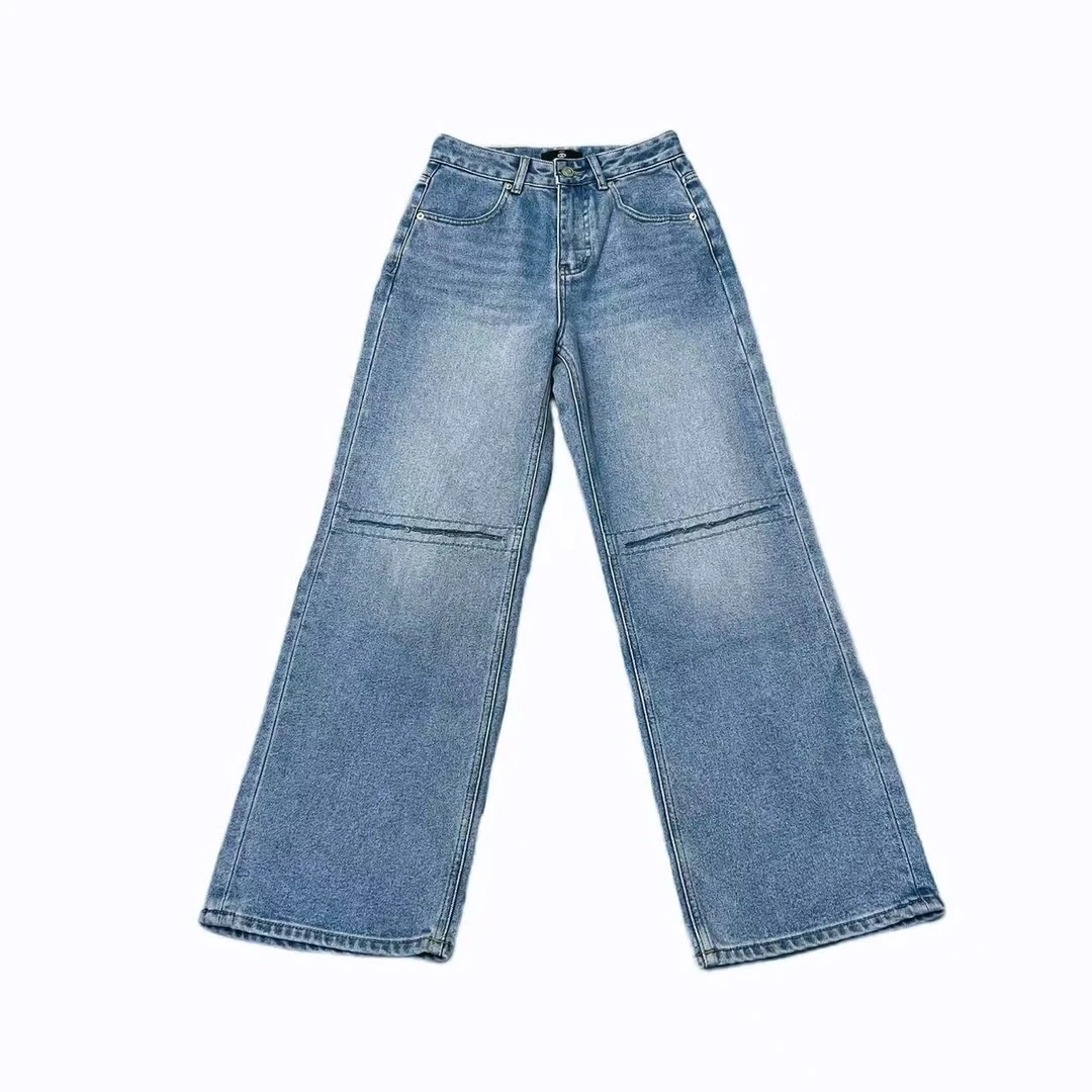 【秀秀新品xiuxiu】个性款磨毛显瘦百搭微喇牛仔裤  时尚