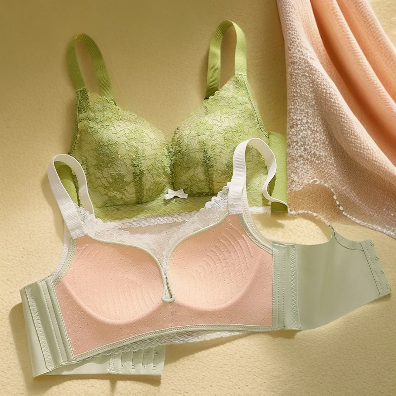 爆款蕾丝内衣上托柔软舒适聚拢收副乳透气无钢圈无痕文胸罩小胸