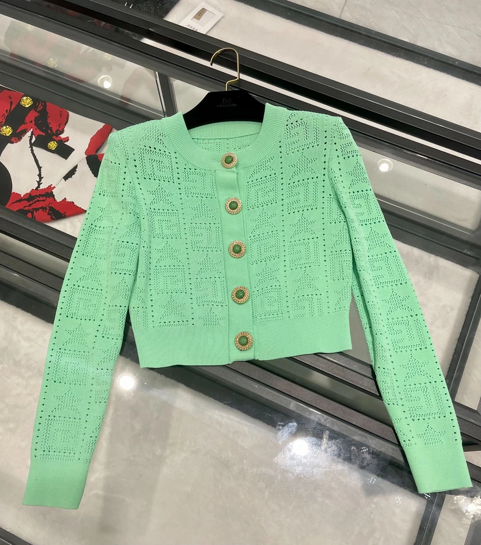 【73-77】巴家新款气质名媛金扣针织半裙开衫外套