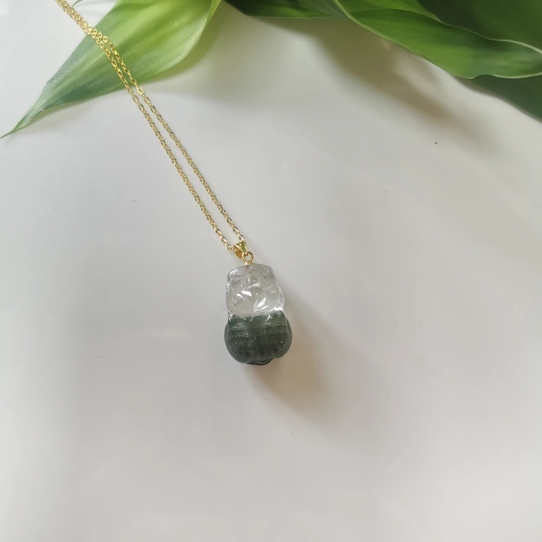 天然绿幽灵貔貅吊坠s925银 编号-z20391
