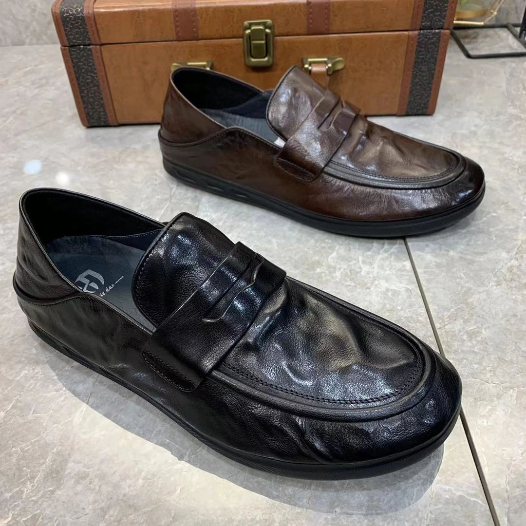 广州春季爆款纯皮豆豆时尚男鞋，单鞋！86033-1（2）