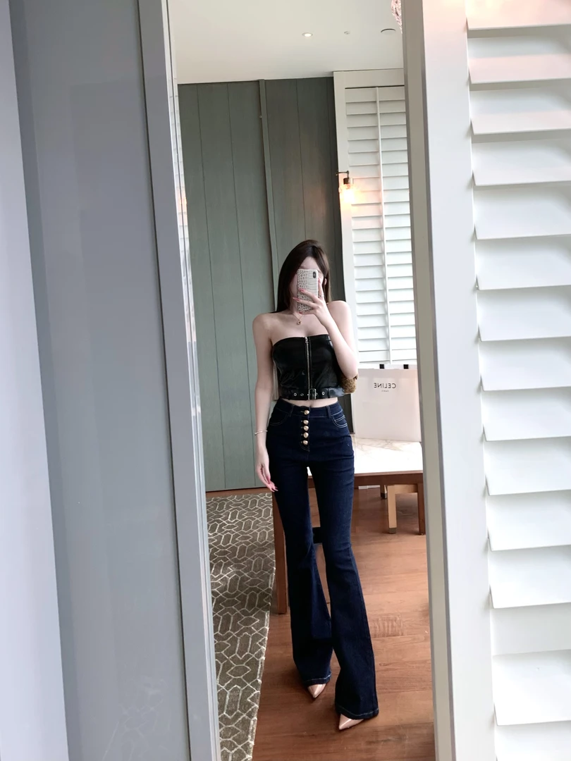 TUTU【打造九头身比例】秋冬高腰百搭显瘦显腿长微喇牛仔裤#CK543