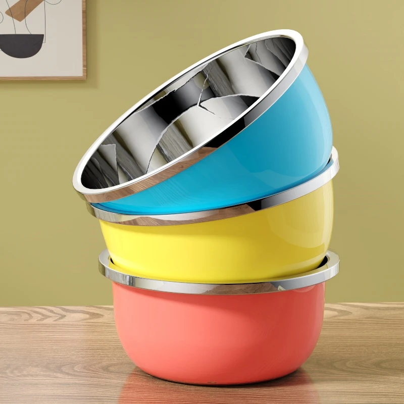 不锈钢盆家用加厚汤盆厨房和面盆烘焙打蛋盆水果铁盆子大号洗菜盆