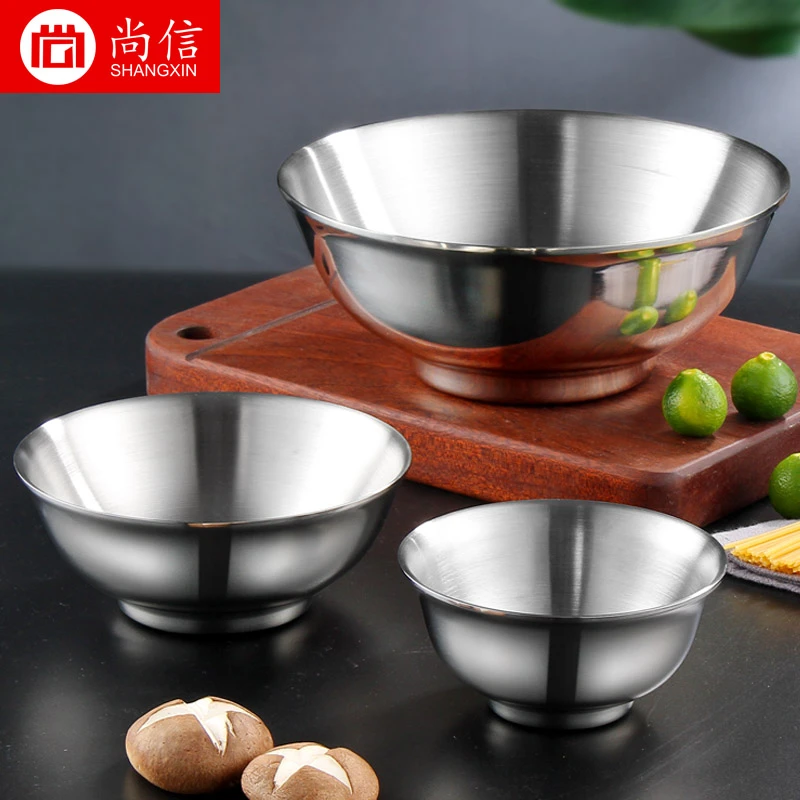 304不锈钢碗家用泡面专用汤碗饭碗沙拉甜品碗宿舍用学生圆形大碗