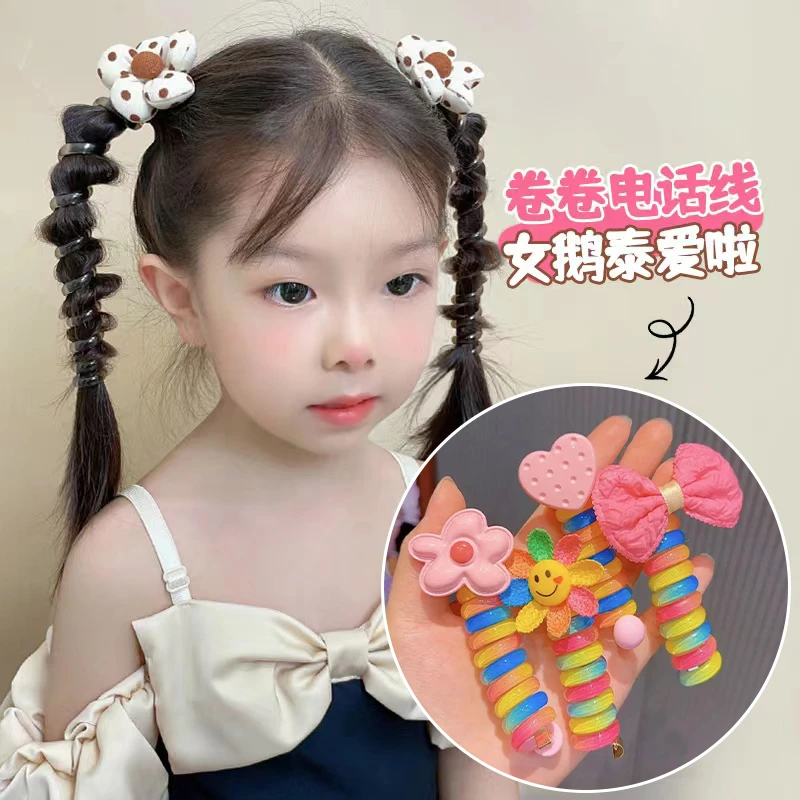 萌宝宝  卡通电话线发圈儿童扎马尾泡泡辫编发神器