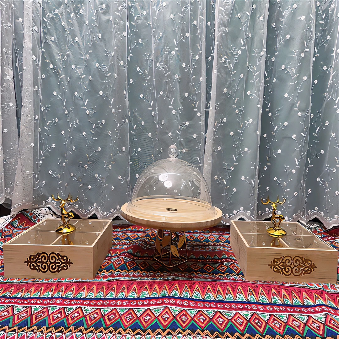 【新疆包邮】 竹子水果盘 透明盖子托盘餐盘分隔带盖防尘水果盘家用