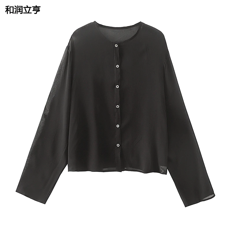 #2433长袖纯色宽松防晒上衣夏季（手洗 会皱）