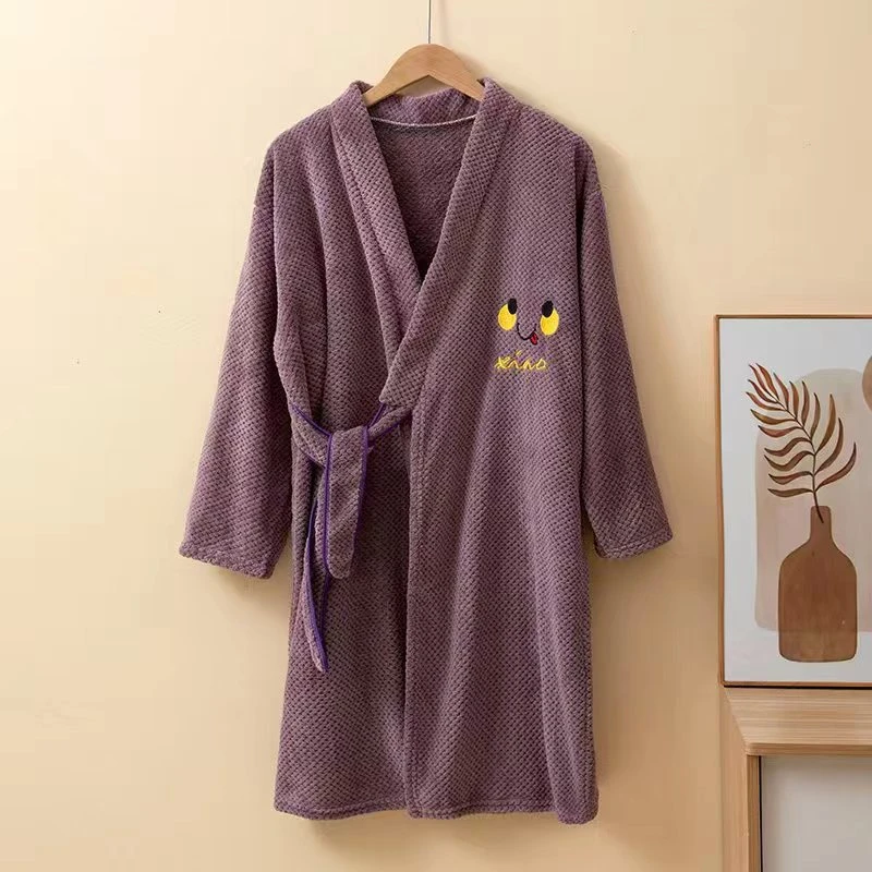 【笑脸浴袍-紫】加厚吸水透气浴袍居家日用